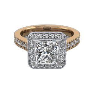Square Halo-Rose gold and White gold