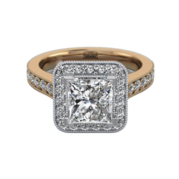 Square Halo-Rose gold and White gold
